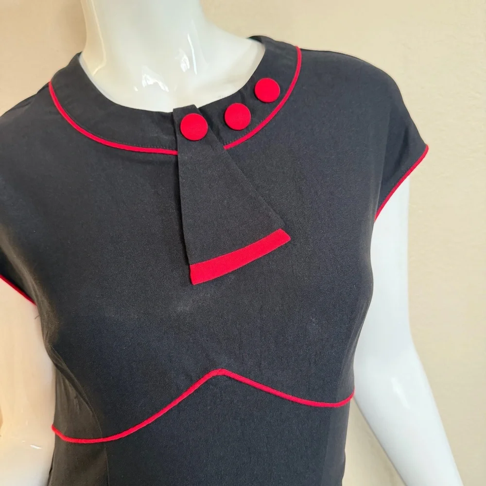 Vintage Stop Staring Black and Red Women's Dress - Picture 11 of 13